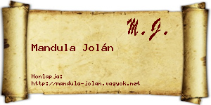 Mandula Jolán névjegykártya