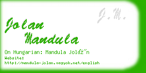 jolan mandula business card